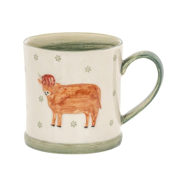 Зелено-бежова глинена чаша 225 ml Cow – Sass & Belle