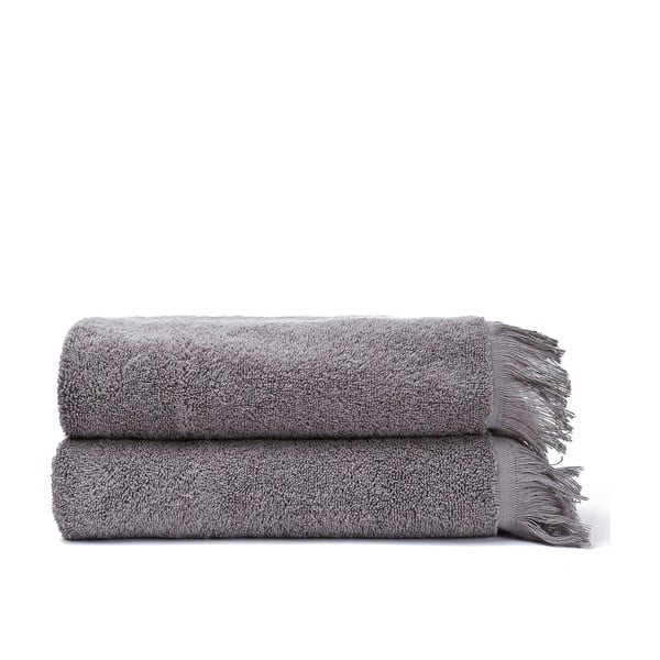 Sada 2 šedých bavlněných ručníků Casa Di Bassi Face, 50x90 cm