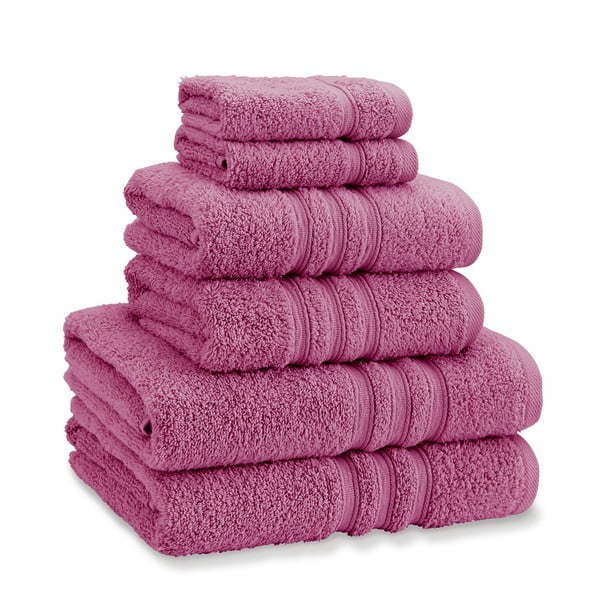 Тъмнорозови памучни хавлии и кърпи за баня в комплект от 6 бр. от тери Zero Twist – Catherine Lansfield
