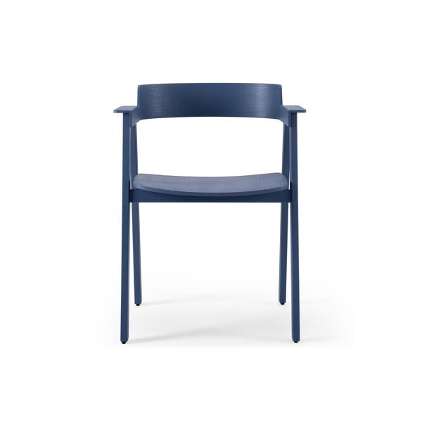 Син трапезен стол с подлакътници от масивен дъб Flip – Gazzda-image-2