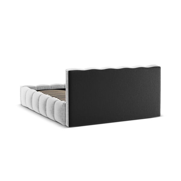 Светлосиво тапицирано двойно легло с място за съхранение с включена подматрачна рамка 180x200 cm Lupine – Micadoni Home-image-4