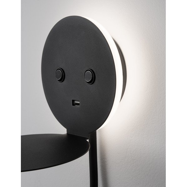 Черна алуминиева LED стенна лампа с огъваща се структура/с USB порт Eclip – Nova Luce-image-2