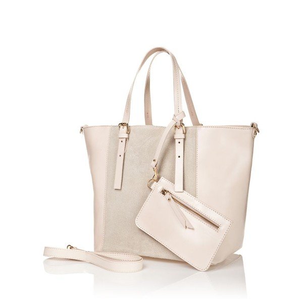 Kožená kabelka Luna, světle béžová-image-1