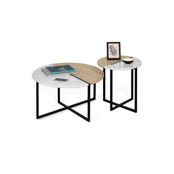 Кръгла масичка за кафе с дъбов плот ø 50 cm Sonata - TemaHome-image-2
