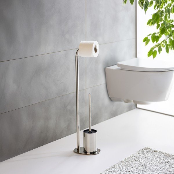 Поставка за тоалетна хартия стойка с четка от неръждаема стомана в блестящо сребрист цвят Levante – Wenko-image-2