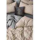 Сиво и бежово двойно удължено спално бельо от памук Renforcé с включен долен чаршаф, 4 части 200x220 cm – Mila Home