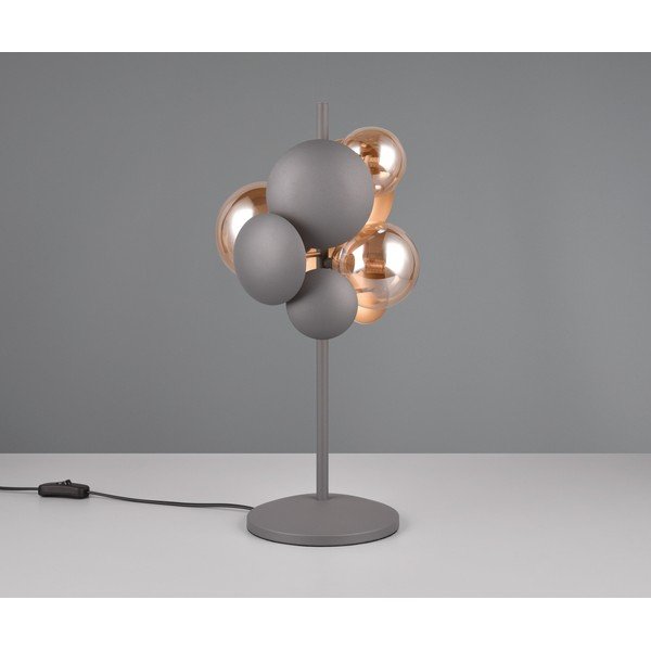 Настолна лампа със стъклен абажур в сиво-златисто (височина 50 cm) Bubble - Trio Select-image-2