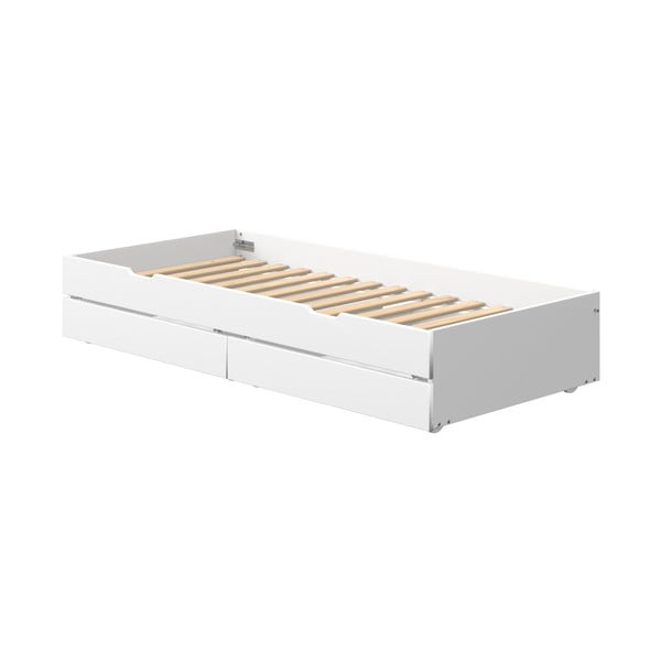 Бяло лакирано разтегателно легло с 2 чекмеджета под детското легло White - Flexa