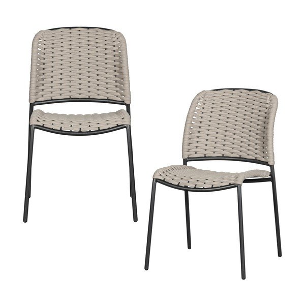 Черно-бежови метални градински столове в комплект от 2 бр.  Taku – Exotan-image-1