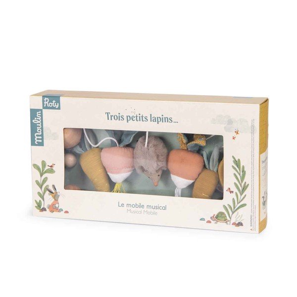 Музикална висяща въртележка Trois Petits Lapins - Moulin Roty-image-1