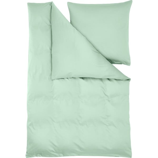 Зелено памучно спално бельо от сатен 200x135 cm Comfort - Westwing Collection