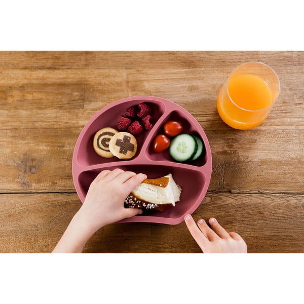 Силиконова детска чиния в тухлен цвят 19x20,5 cm Dusky Pink – Kindsgut-image-1