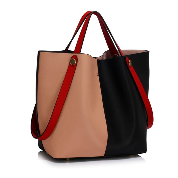 Černo-růžová kabelka L&S Bags Bondy