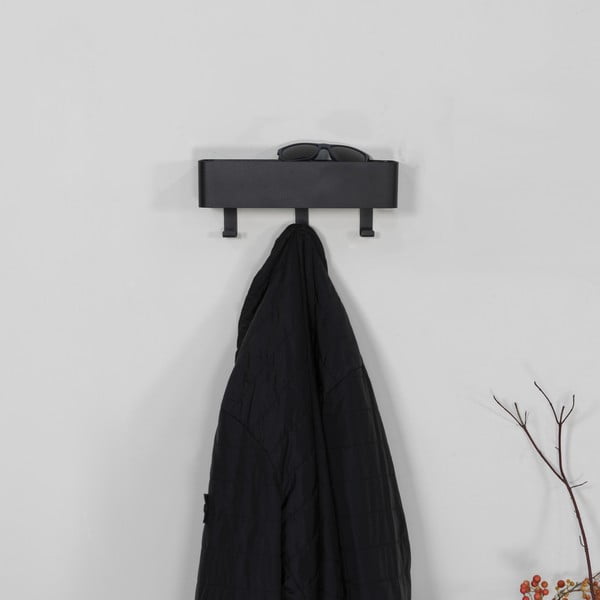 Черна метална стенна закачалка с рафт 27 cm Dax Play – Spinder Design-image-1