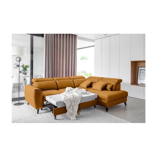 Жълт кадифен разтегателен ъглов диван с място за съхранение (десен ъгъл L форма) Noble – ELTAP-image-4