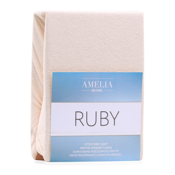 Бежов еластичен чаршаф от тери 240x220 cm Ruby – Restilo-image-2