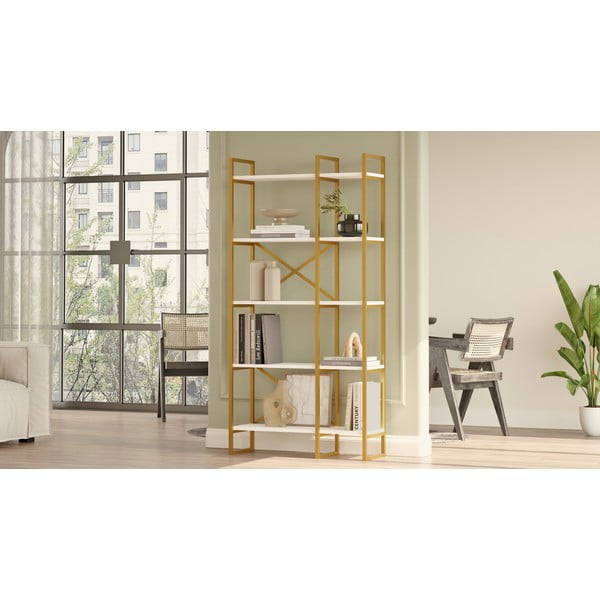 Бял/златен рафт 87,5x175 cm Monica - Kalune Design-image-3