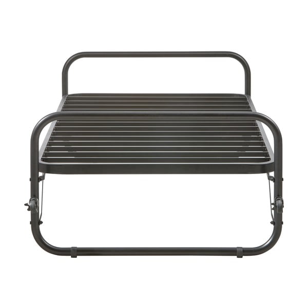 Черно метално сгъваемо единично легло 90x200 cm с включена подматрачна рамка Lucy – WOOOD-image-2