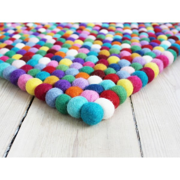 Вълнен килим с топки Multi, 100 x 150 cm Ball Rugs - Wooldot