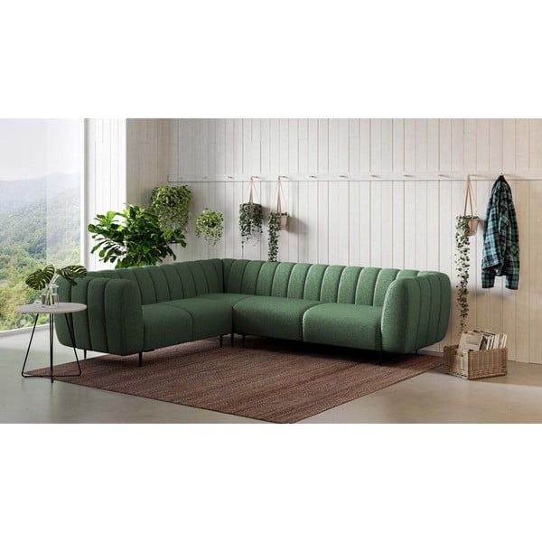 Тъмнозелен ъглов диван (ляв ъгъл/L форма) Shel – Ghado-image-1