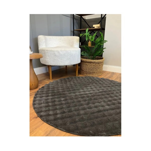 Антрацит кръгъл килим подходящ за пране ø 145 cm Bubbly – Oyo Concept-image-2