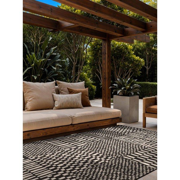 Черен/кремав килим за открито и закрито 200x300 cm Haringey Barkham – Ted Baker-image-1