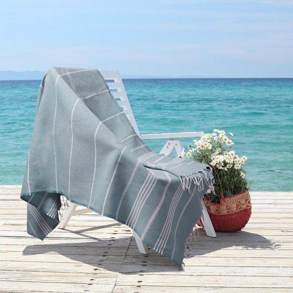 Modrá hammam osuška Kate Louise Classic, 180 x 100 cm-image-1