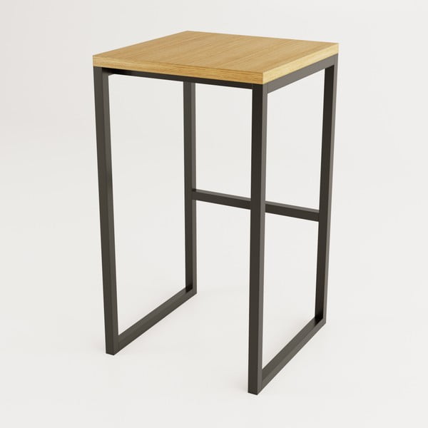 Черен/в естествен цвят бар стол от декор от дъб Frame – Woodman-image-2