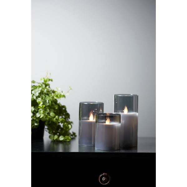 Сива LED восъчна свещ в стъкло, височина 12,5 см M-Twinkle - Star Trading-image-4