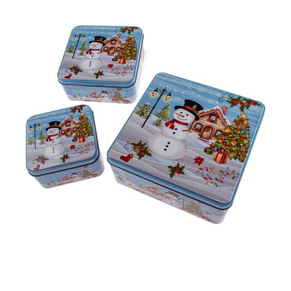 Метални кутии за сладкиши в комплект 3 бр. Snowman – Dakls