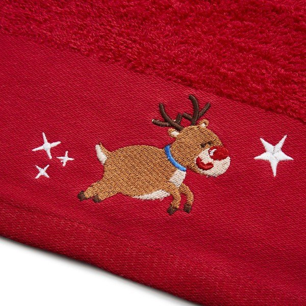 Червени и бели памучни кърпи в комплект от 2 броя 40x60 cm Santa's Reindeers - Catherine Lansfield-image-2