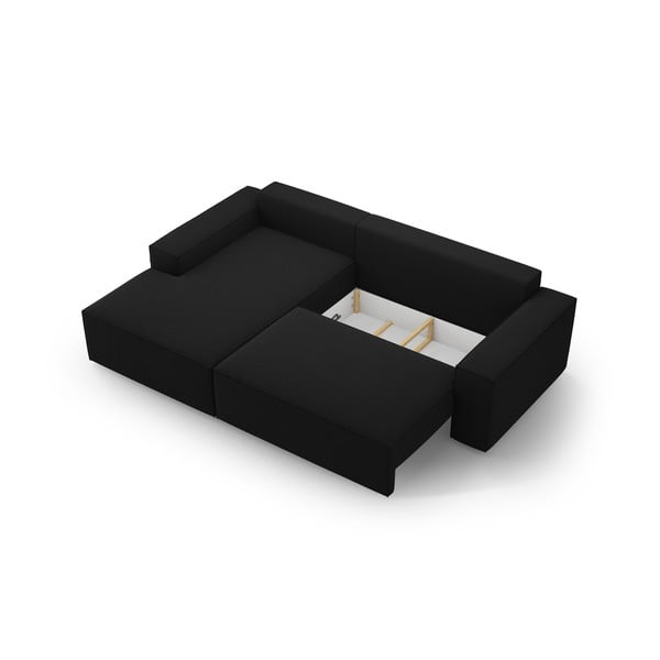 Черен разтегателен ъглов диван (ляв ъгъл) Jodie – Micadoni Home-image-4