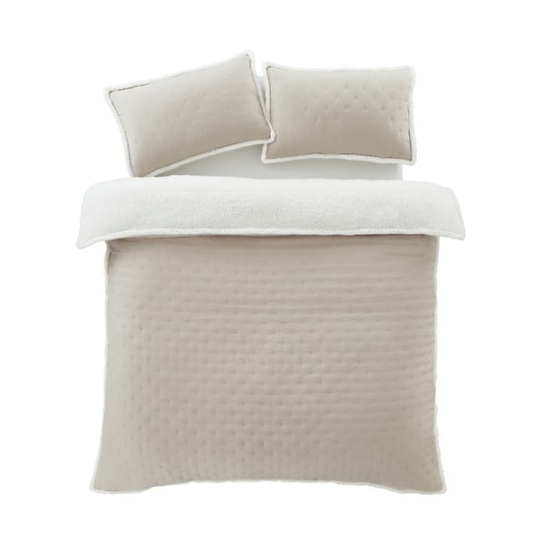 Бежово двойно удължено спално бельо от шерпа 230x220 cm Cosy Nori – Catherine Lansfield