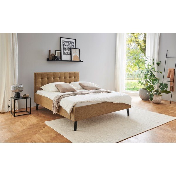 Кафяво двойно легло 140x200 cm тапицирано без ламелно дъно Empire – Meise Möbel-image-1