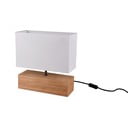 Бяла и естествена настолна лампа с текстилен абажур (височина 30 cm) Woody – Reality