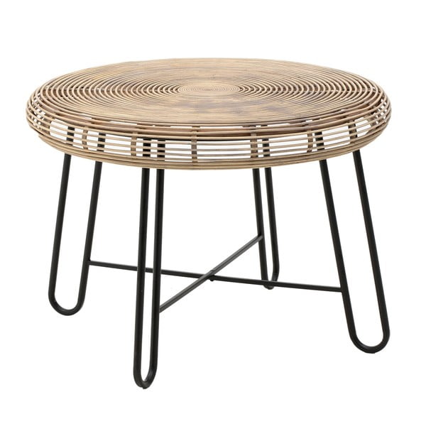 Dřevěný konferenční stolek s kovovými nohami InArt, ⌀ 76 x 54 cm