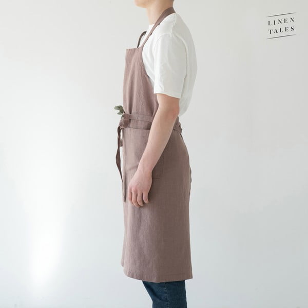 Стара лилава ленена престилка, дължина 100 cm Chef - Linen Tales-image-3