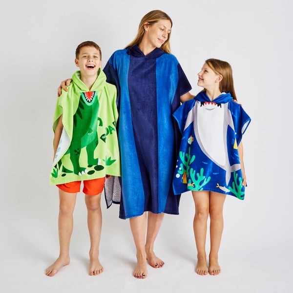 Синьо памучно пончо на райета - Catherine Lansfield-image-4