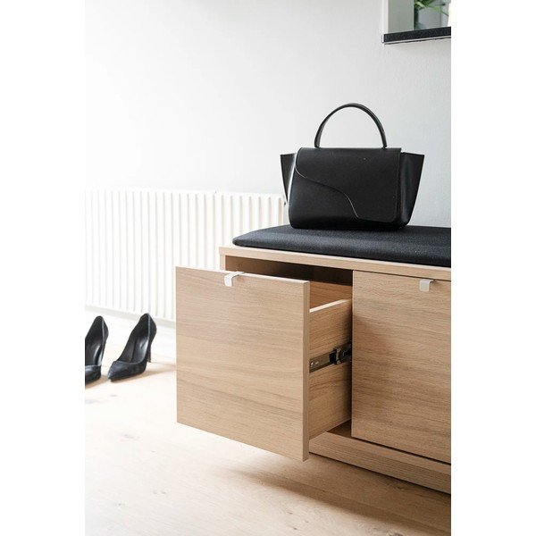 Черна/естествена стойка за обувки от декор от дъб  за сядане Confetti – Rowico-image-1