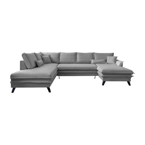 Сив U-образен разтегателен диван , ляв ъгъл Charming Charlie - Miuform