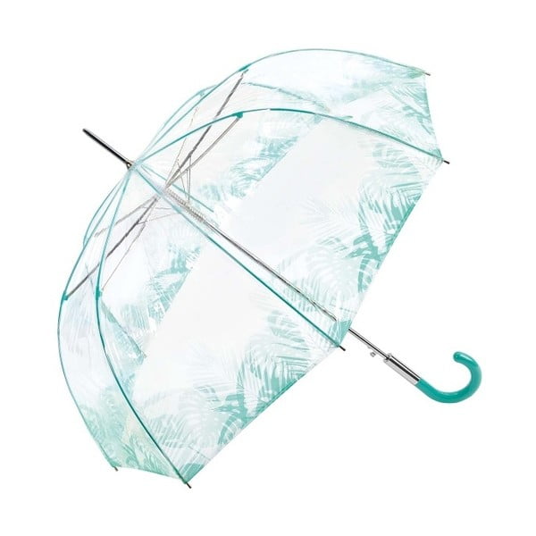 Прозрачен гол чадър със сини детайли Клетка за птици Тропически листа, ⌀ 86 cm - Ambiance