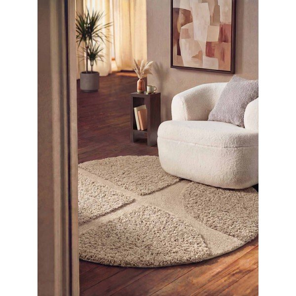 Бежов ръчно изработен кръгъл килим ø 160 cm Lambeth Jasper – Ted Baker-image-1