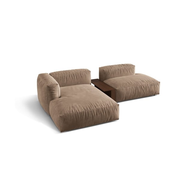 Светлокафяв кадифен модулен ъглов диван (ляв ъгъл) Martina – Micadoni -image-2