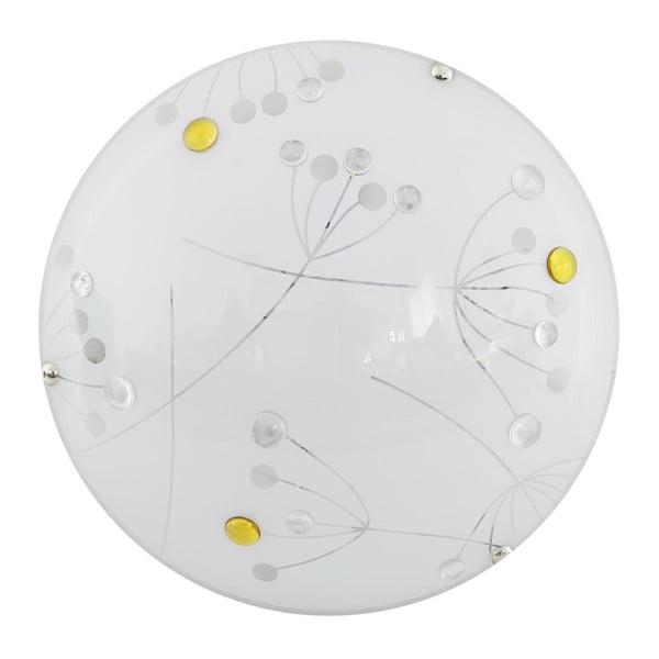 Бяла LED лампа за таван със стъклен абажур ø 30 cm Floral - Candellux Lighting