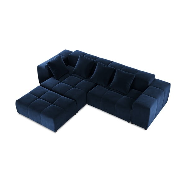 Ъглов диван от синьо кадифе (променлива) Rome Velvet - Cosmopolitan Design-image-3