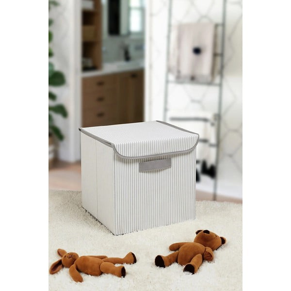 Сива текстилна кутия за съхранение с капак 30x30x30 cm – Mioli Decor-image-1