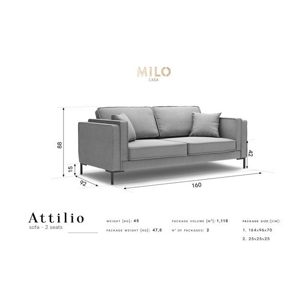 Жълт диван , 160 см Attilio - Milo Casa-image-4
