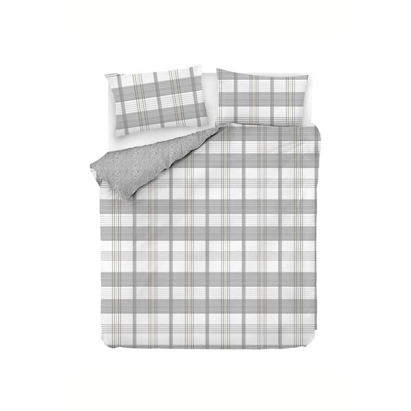 Бяло и сиво памучно спално бельо за двойно легло 200x220 cm MyHome - Mijolnir