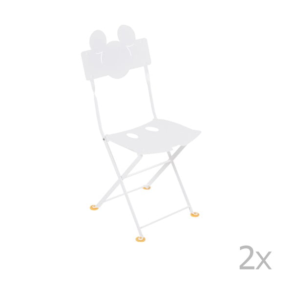 Комплект от 2 бели детски метални градински стола Bistro Mickey Junior - Fermob