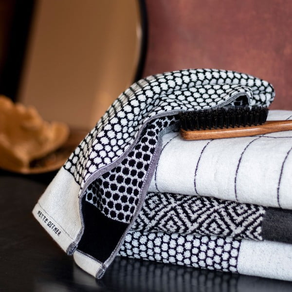 Черно-бели памучни кърпи в комплект от 2 броя 40x60 cm Grid - Mette Ditmer Denmark-image-1